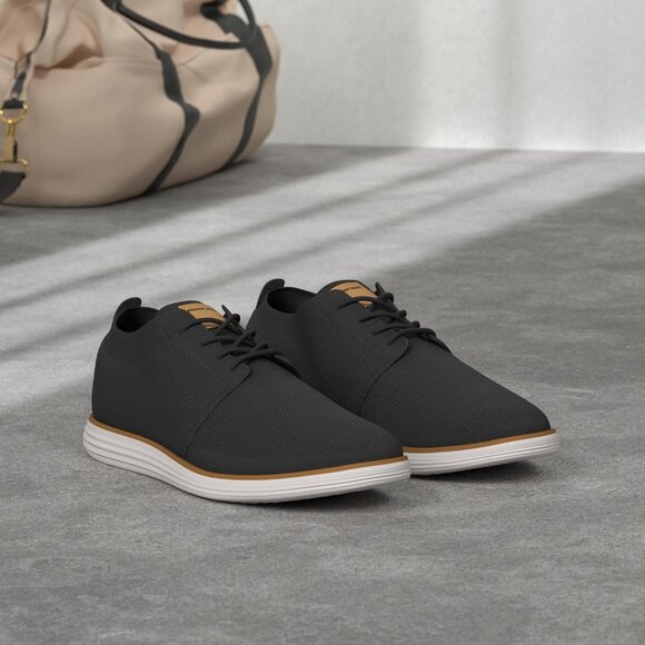 ⚡Men Black Knit Flex Breeze Mesh Oxfords Lace-Up Lightweight Walking Sneaker - Picture 2 of 10